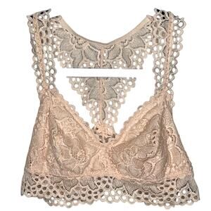 Aerie‎ NEW Medium Peach Pink Lace Racerback Bralette Bra